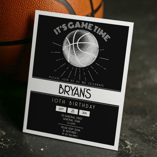 Eenvoudige Retro Witte Basketbal Budget Verjaardag