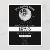 Eenvoudige Retro Witte Basketbal Budget Verjaardag (Voorkant)