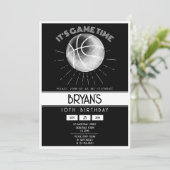 Eenvoudige  Retro Witte Basketbal Verjaardag Kaart (Staand voorkant)