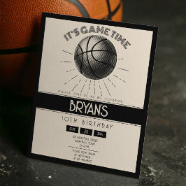 Eenvoudige Retro Zwart Basketbal Budget Verjaardag