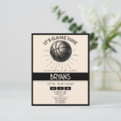 Eenvoudige Retro Zwart Basketbal Budget Verjaardag (Staand voorkant)