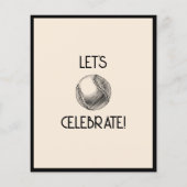 Eenvoudige Retro Zwart Honkbal Budget Verjaardag U (Achterkant)