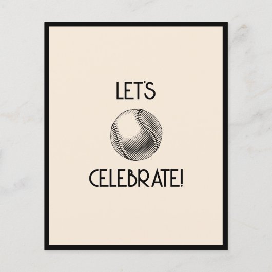 Eenvoudige Retro Zwart Honkbal Budget Verjaardag U (Achterkant)