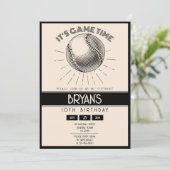 Eenvoudige  Retro Zwart Honkbal Verjaardag Kaart (Staand voorkant)