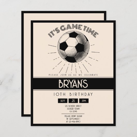 Eenvoudige Retro Zwart Voetbal Budget Verjaardag U (Voorkant / Achterkant)