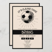 Eenvoudige Retro Zwart Voetbal Verjaardag Kaart (Voorkant / Achterkant)