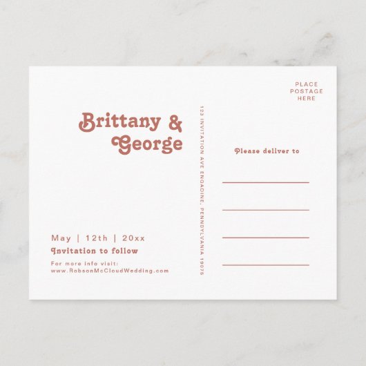 Eenvoudige retroflectoren Blush roze foto opslaan  Uitnodiging Briefkaart (Achterkant)