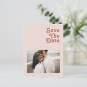 Eenvoudige retroflectoren Blush roze foto opslaan  Uitnodiging Briefkaart (Staand voorkant)