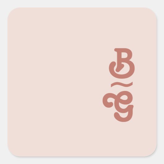 Eenvoudige retroflectraliebuizen | Blush monogram  Vierkante Sticker (Voorkant)
