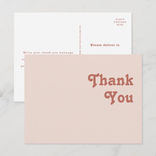 Eenvoudige retroflectraliebuizen | Blush Pink Wedd Briefkaart (Voorkant / Achterkant)