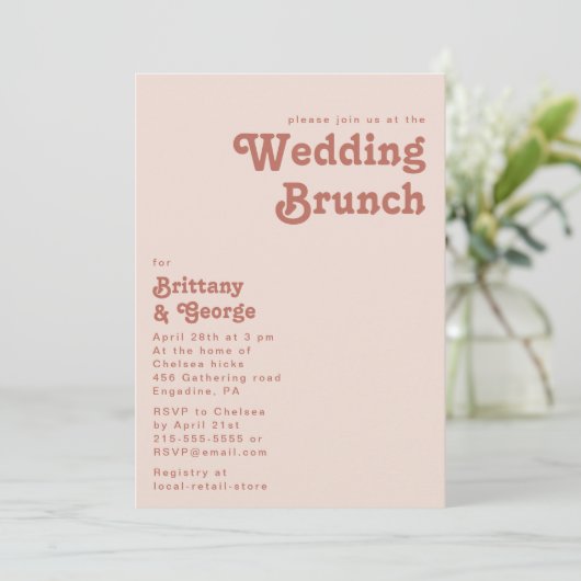 Eenvoudige retroflectraliebuizen | Blush Pink Wedd Kaart (Staand voorkant)
