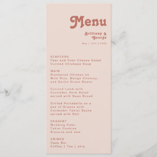 Eenvoudige retroflectraliebuizen   Blush Pink Wedd Menu