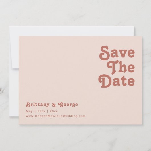Eenvoudige retroflectraliebuizen | Blush roze hori Save The Date (Voorkant)