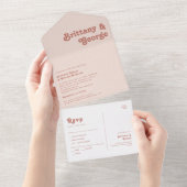 Eenvoudige retroflectraliebuizen | Blush roze zege All In One Uitnodiging (Afscheurbaar)