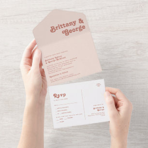 Eenvoudige retroflectraliebuizen   Blush roze zege All In One Uitnodiging