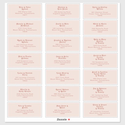 Eenvoudige retroflectraliebuizen | Blush Weddensch Sticker (Vel)