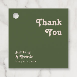 Eenvoudige retroflectraliebuizen Olive Green Bed Bedankjes Labels