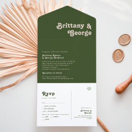 Eenvoudige retroflectraliebuizen | Olive Green Sea All In One Uitnodiging