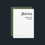 Eenvoudige retroflectraliebuizen | Olive Green Wed Advieskaart<br><div class="desc">Deze eenvoudige retro vibes | De olijfgroene advieskaart is perfect voor uw klassieke funky aardenbruiloft. Het ontwerp bevat een minimalistische hippie rustic boho font. Het neutrale Zuidwest-woestijnkleurenpalet en de rijke bosmische middeleeuwse letters combineren voor een perfect, minimaal modern western bestemmingsontwerp. Voel vrij om de kleur te veranderen voeg uw eigen...</div>