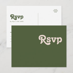 Eenvoudige retroflectraliebuizen Olive Green Wed Briefkaart