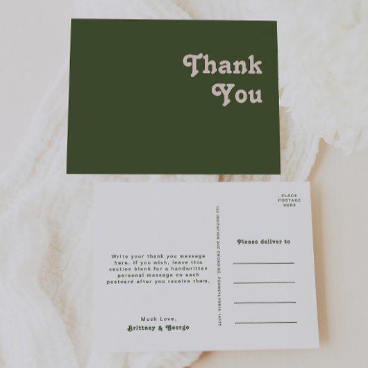 Eenvoudige retroflectraliebuizen | Olive Green Wed Briefkaart