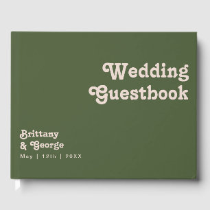 Eenvoudige retroflectraliebuizen Olive Green Wed Gastenboek