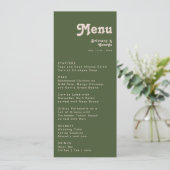 Eenvoudige retroflectraliebuizen | Olive Green Wed Menu (Staand voorkant)