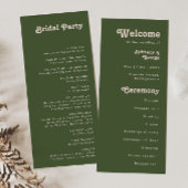 Eenvoudige retroflectraliebuizen | Olive Green Wed Programmakaart