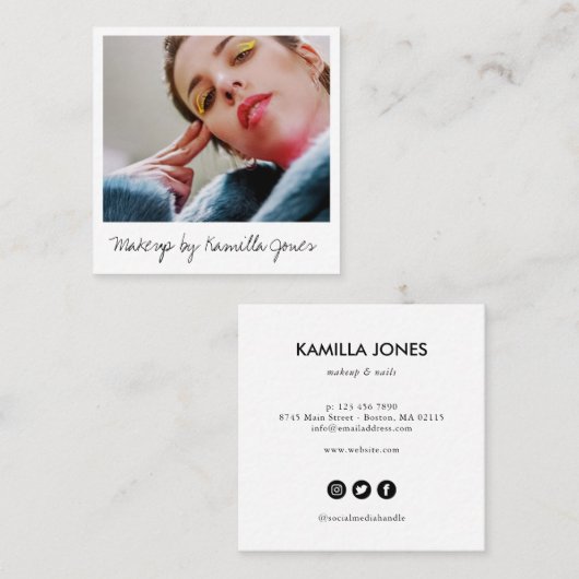 Eenvoudige retrospectieve artistieke foto Sociale  Vierkante Visitekaartje (Voorkant / Achterkant)