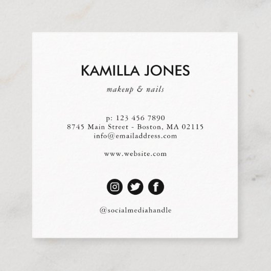 Eenvoudige retrospectieve artistieke foto Sociale  Vierkante Visitekaartje (Achterkant)