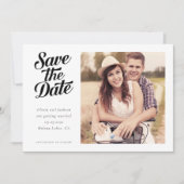 Eenvoudige retrotypografie foto save the date (Voorkant)