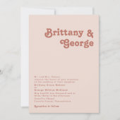 Eenvoudige retrovibes Blush roze traditionele brui Kaart (Voorkant)