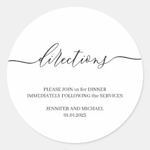 Eenvoudige richting aanwijzingen tekst ronde sticker