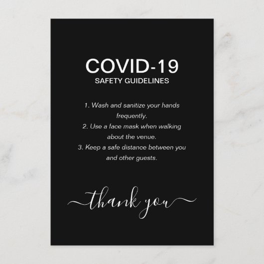 Eenvoudige richtlijnen voor zwart-wit kovid en vei informatiekaartje (Voorkant)