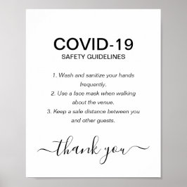 Eenvoudige richtlijnen voor zwart-wit kovid en vei poster