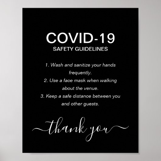 Eenvoudige richtlijnen voor zwart-wit kovid en vei poster (Voorkant)