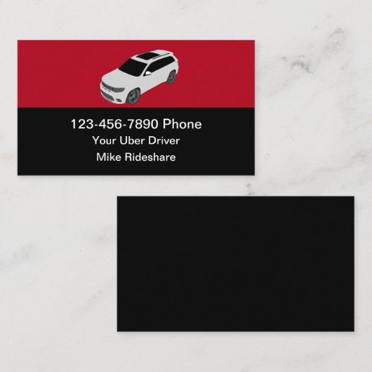 Eenvoudige rit Hailing Uber Driver Taxi Service Visitekaartje (Voorkant / Achterkant)