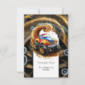 Eenvoudige Road Monster Truck Verjaardag Bedankkaart (Voorkant)