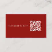 Eenvoudige Robijnrode Bot Wit QR Code Huwelijksrea Informatiekaartje (Achterkant)