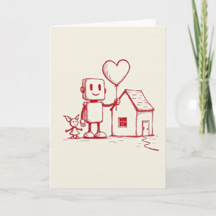 Eenvoudige Robot Thuis Liefde Kaart