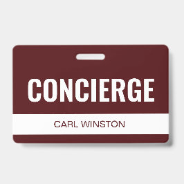 Eenvoudige Rode Aangepaste Hotel Concierge Werknem Badge
