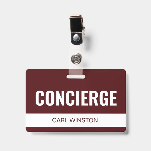 Eenvoudige Rode Aangepaste Hotel Concierge Werknem Badge (Voorzijde met clip)