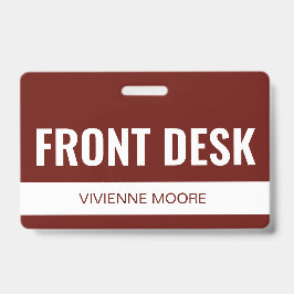 Eenvoudige rode aangepaste hotelreceptie medewerke badge