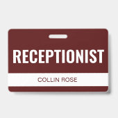 Eenvoudige Rode Aangepaste Hotelreceptioniste Mede Badge (Voorzijde)