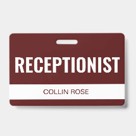 Eenvoudige Rode Aangepaste Hotelreceptioniste Mede Badge