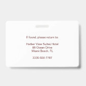 Eenvoudige Rode Aangepaste Hotelreceptioniste Mede Badge (Achterkant)