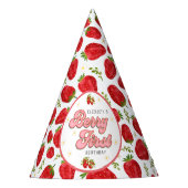 Eenvoudige Rode Aardbei 1e Verjaardag Berry Eerste Feesthoedjes (Voorkant)