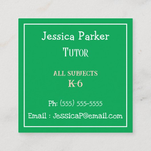 Eenvoudige Rode Apple Tutor Square Visitekaartjes (Achterkant)