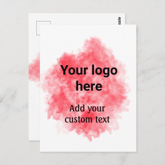 Eenvoudige rode aquarel voeg uw logo aangepaste te briefkaart (Voorkant / Achterkant)