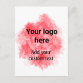 Eenvoudige rode aquarel voeg uw logo aangepaste te briefkaart (Voorkant)